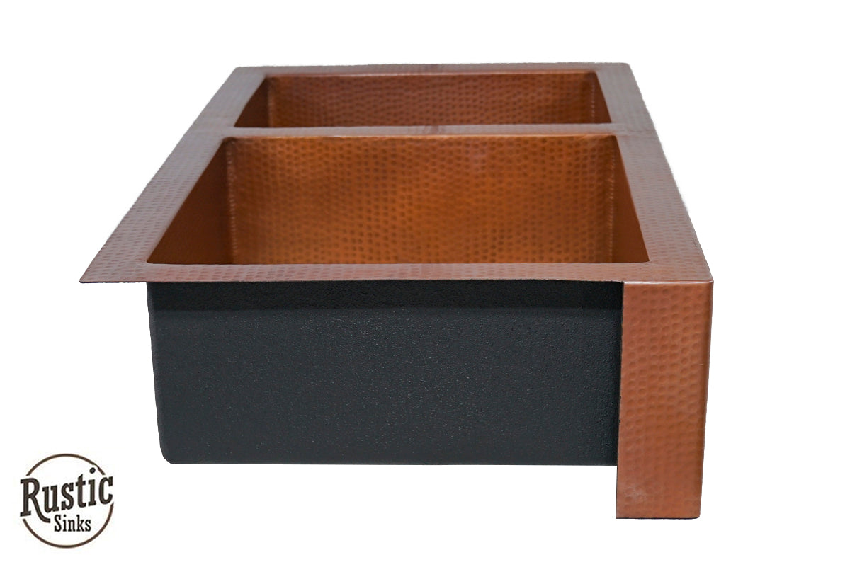 Classic Copper Farmhouse Sink 60/40 Split