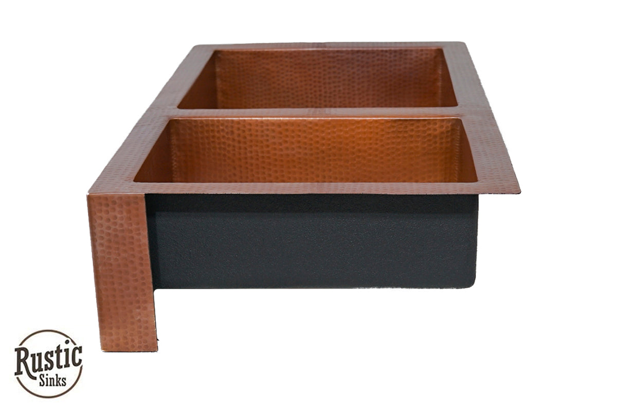 Classic Copper Farmhouse Sink 60/40 Split