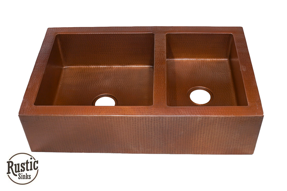 Classic Copper Farmhouse Sink 60/40 Split