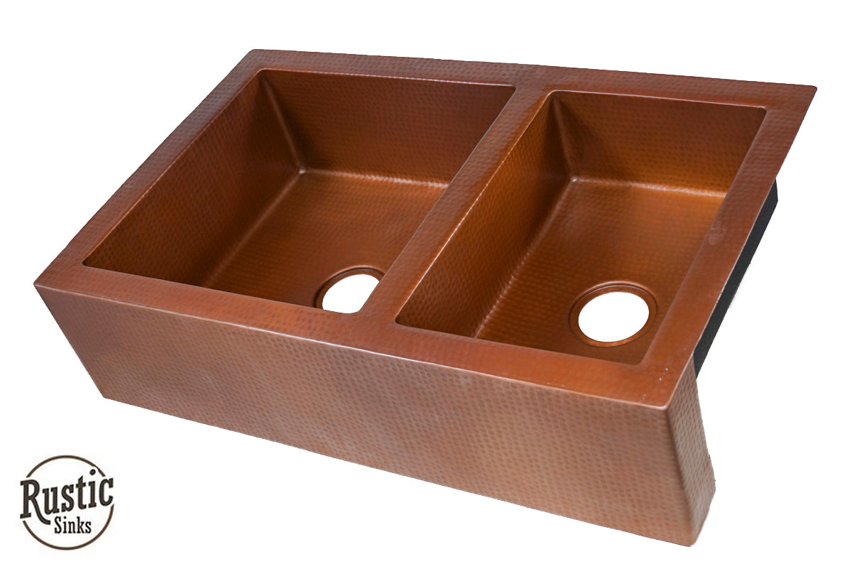 Classic Copper Farmhouse Sink 60/40 Split