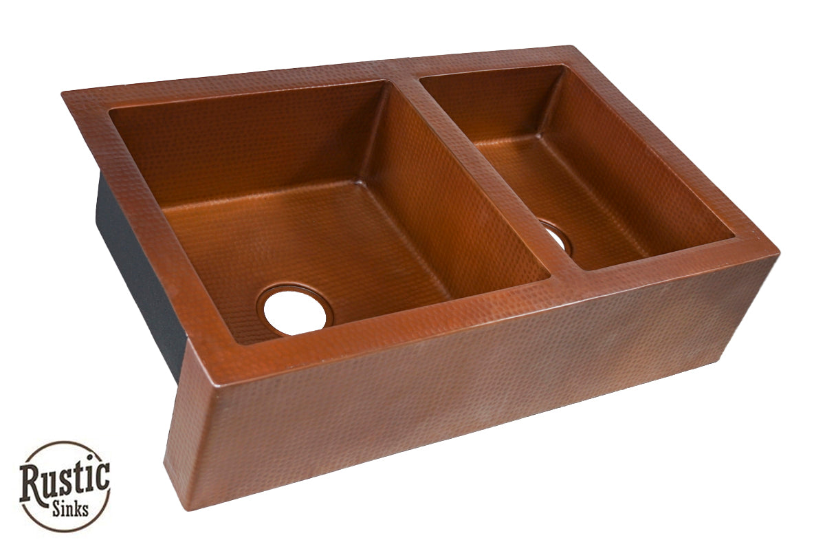 Classic Copper Farmhouse Sink 60/40 Split