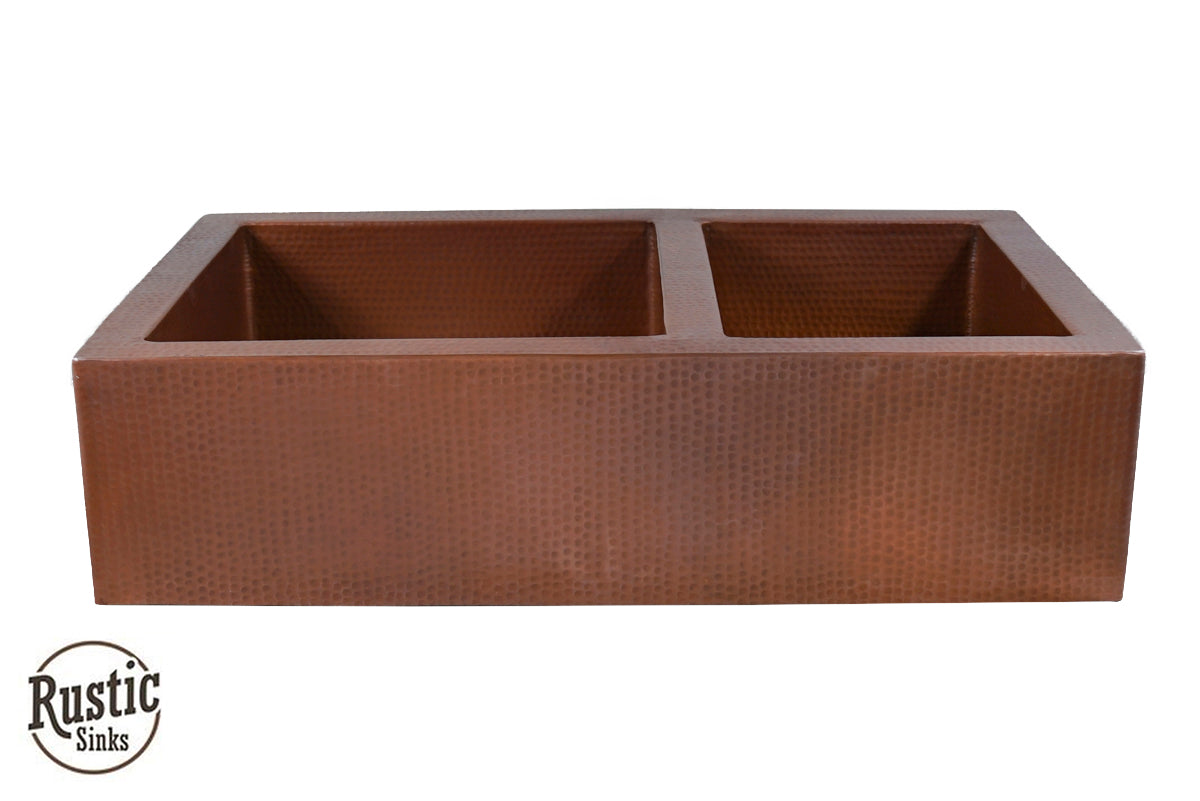 Classic Copper Farmhouse Sink 60/40 Split