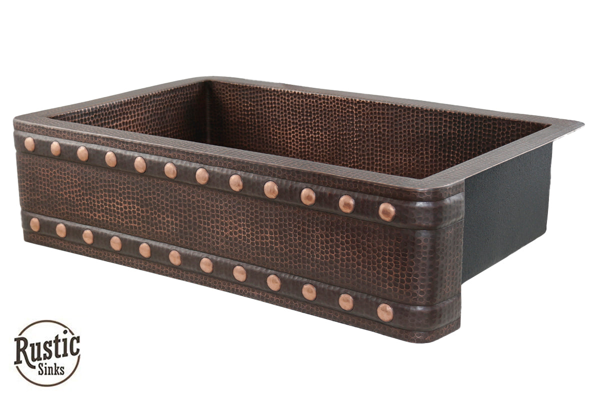 Copper Barrel Strap Farmhouse Sink