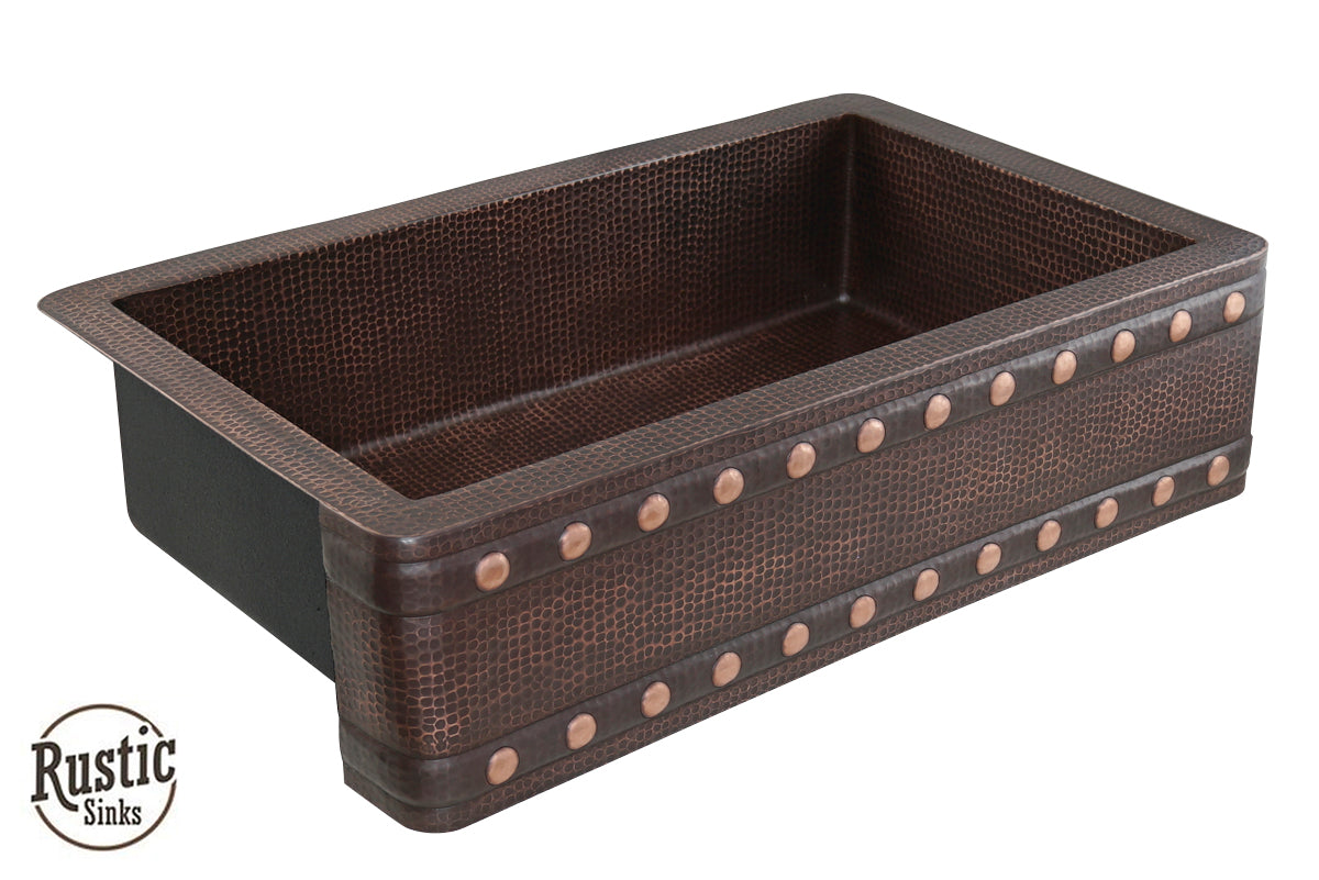 Copper Barrel Strap Farmhouse Sink