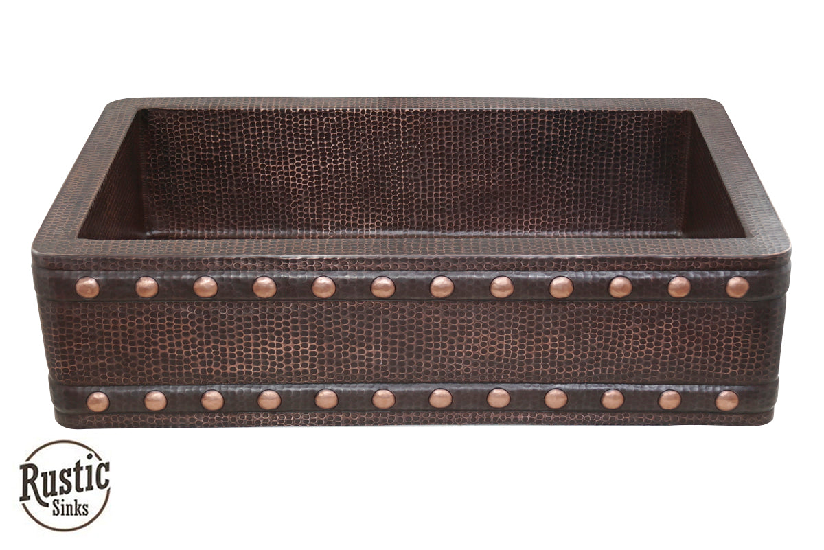 Copper Barrel Strap Farmhouse Sink