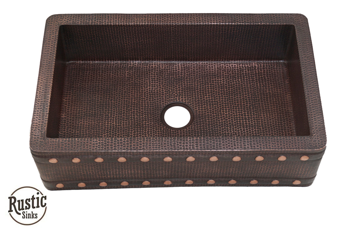 Copper Barrel Strap Farmhouse Sink