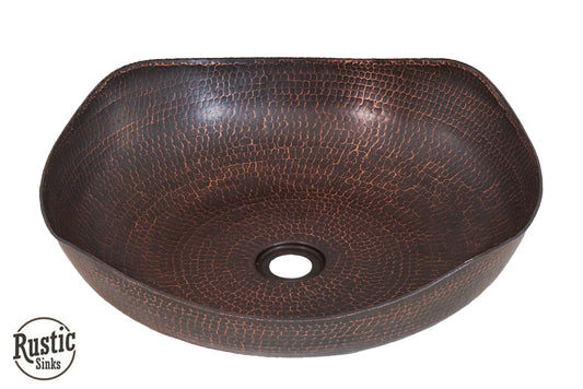 Hammered Copper Vessel Sink with Four Peaks Design