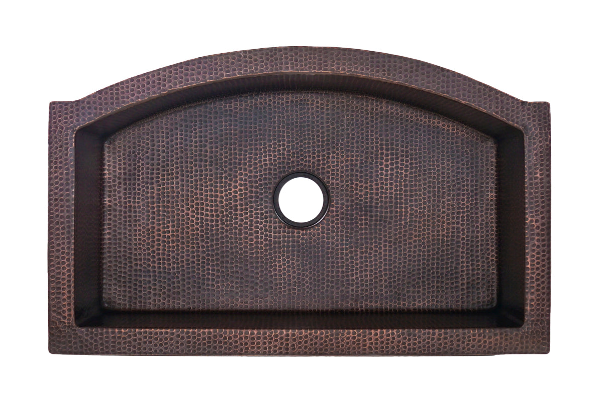 Flat Edge Rounded Front Copper Farmhouse Sink