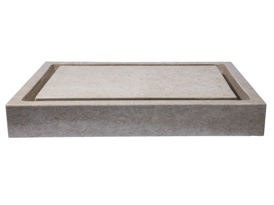 Rectangular Infinity Pool Sink - Polished Penny Grey Marble