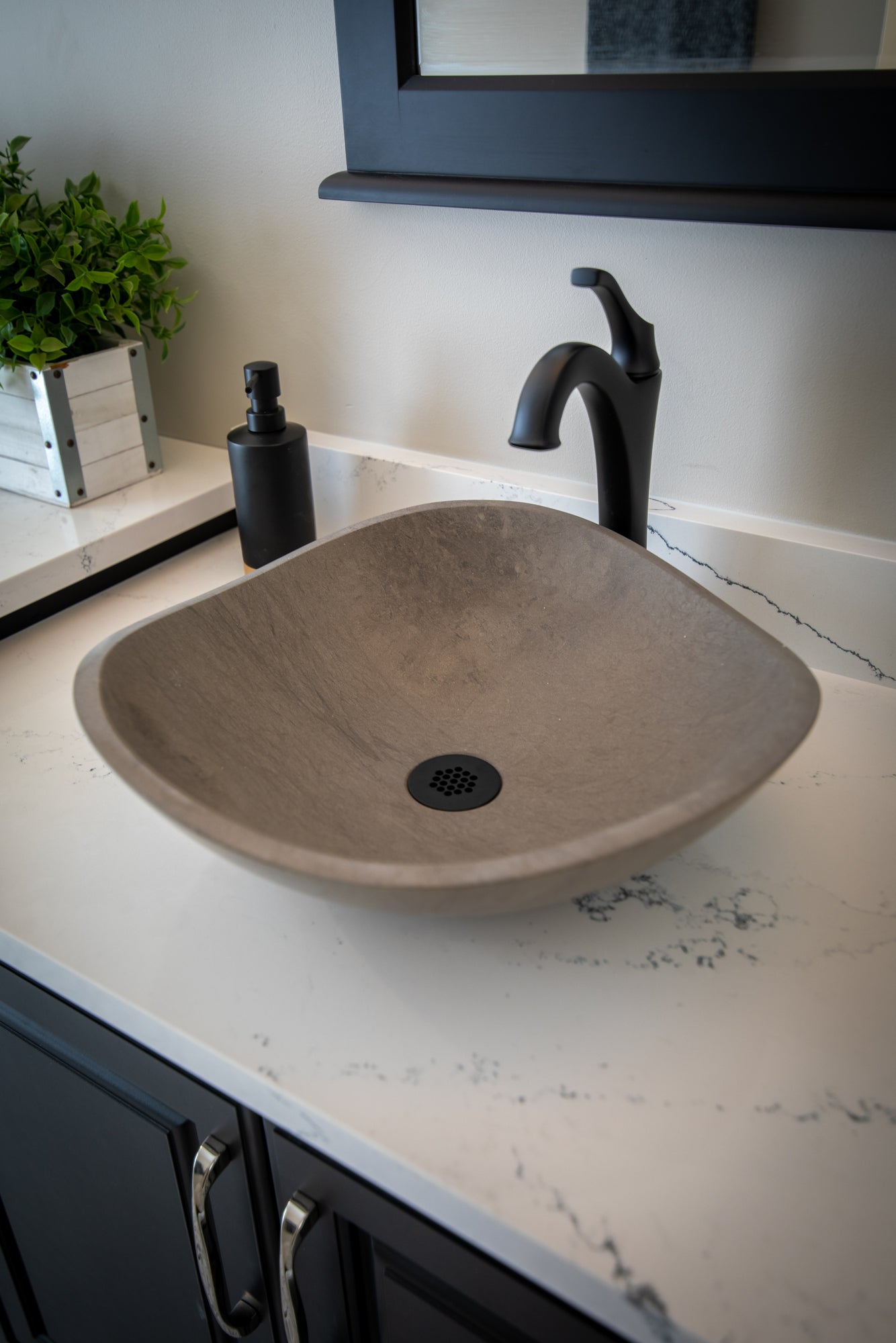 Molly Grey Marble Freeform Vessel Sink