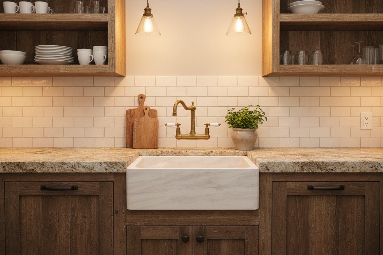 17" Cream Limestone Bar & Prep Sink