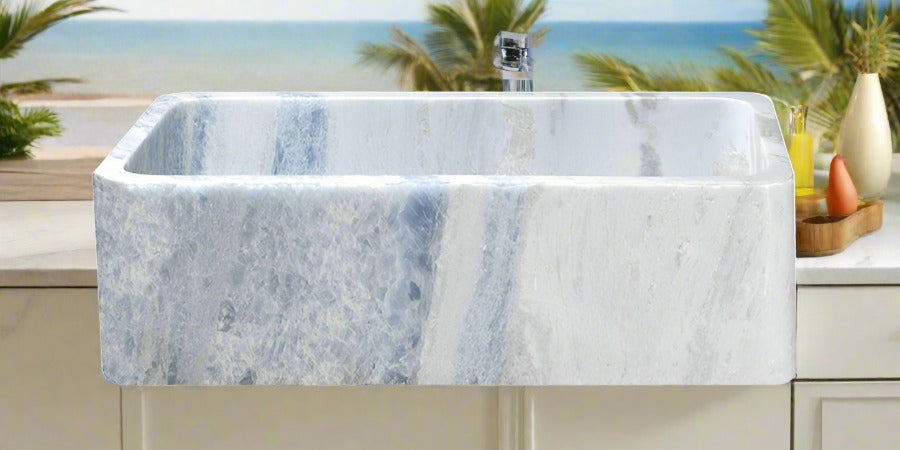 NEW! 33" Cloud Blue Quartzite Stone Farmhouse Sink