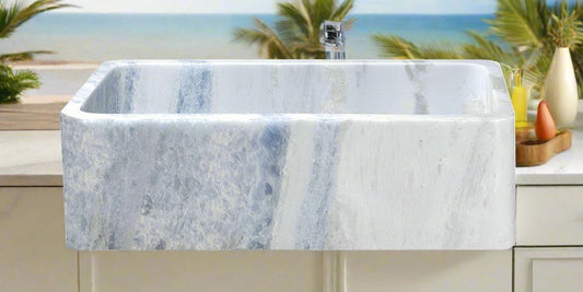 NEW! 33" Cloud Blue Quartzite Stone Farmhouse Sink