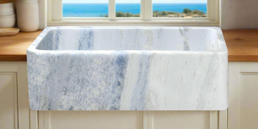 NEW! 36" Cloud Blue Quartzite Stone Farmhouse Sink