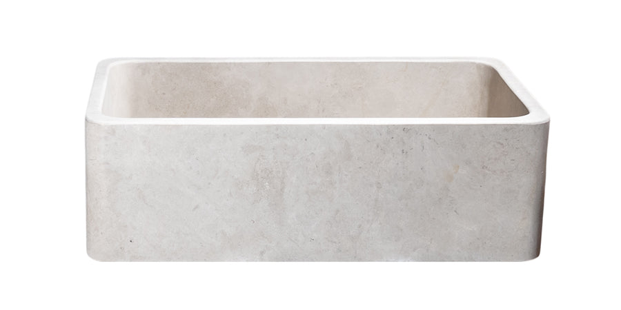 33" Cantera Beige Marble Farmhouse Sink Single Bowl | Spanish Marble Sink