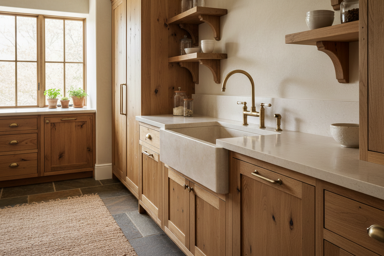 33" Cantera Beige Marble Farmhouse Sink Single Bowl | Spanish Marble Sink