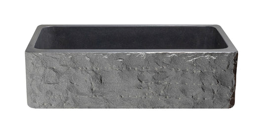 36" Black Granite Stone Farmhouse Sink with Chiseled Front