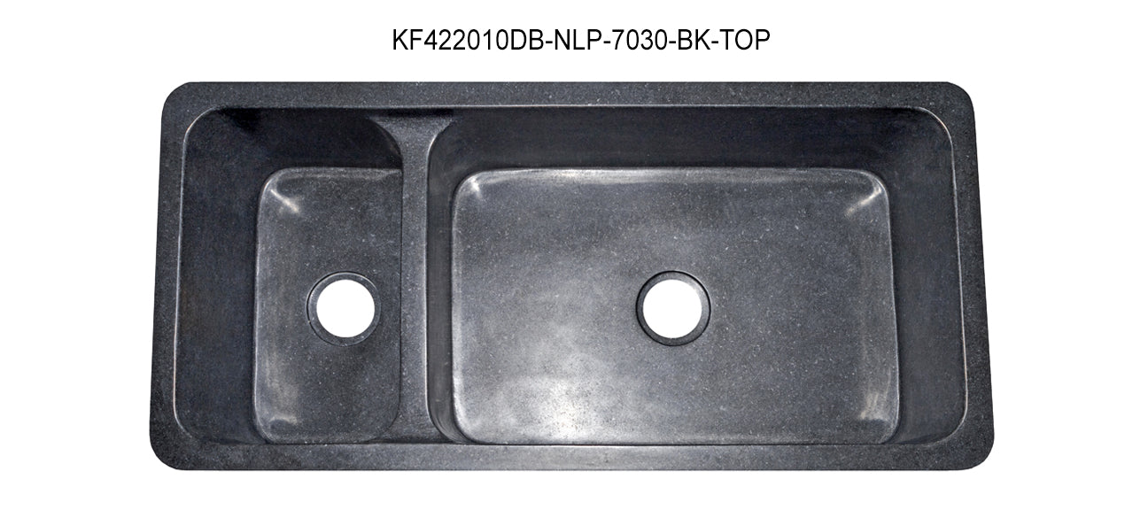 42" Black Honed Granite Double Bowl Farmhouse Sink
