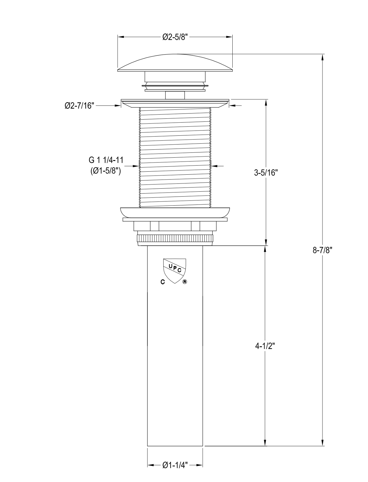Brass Push Pop-up Drain