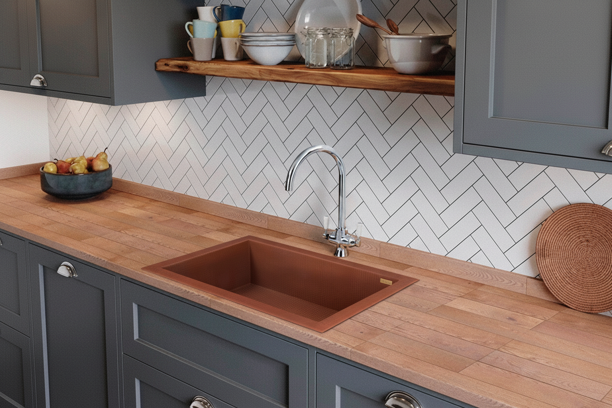 Copper Kitchen Single Basin Sink
