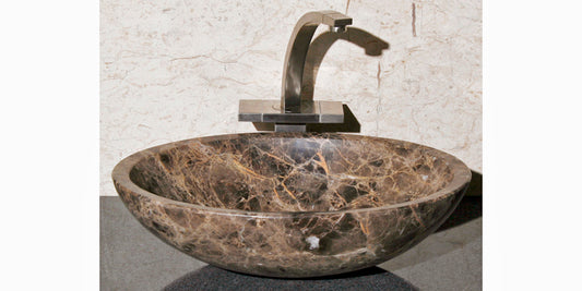 18" Emperador Dark Marble Stone Vessel Sink