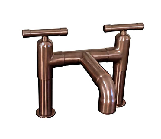 Deck Mount Lavatory Faucet with Elbow Spout