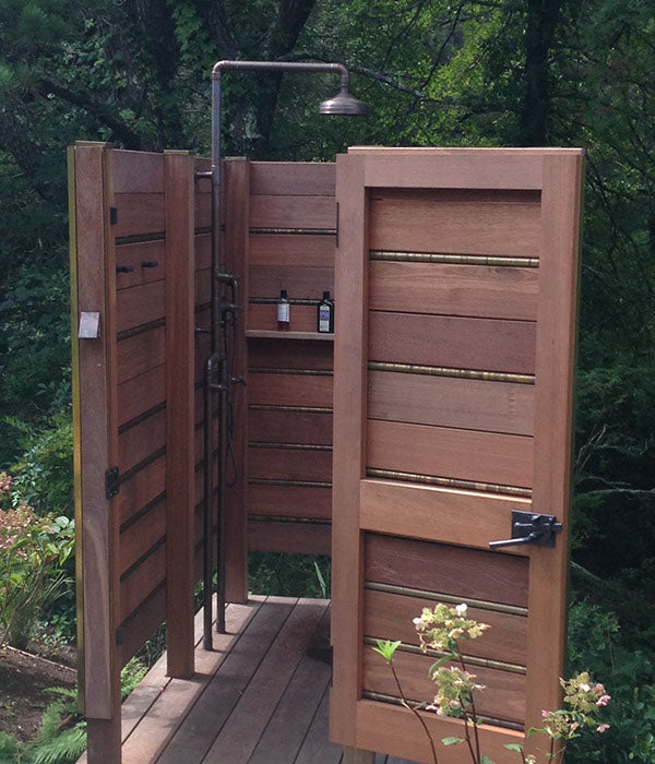 Floor Mount Exposed Shower with Rainhead & Handshower