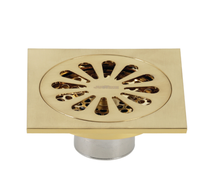 Watercourse Sunburst 4″ Square Grid Shower Drain