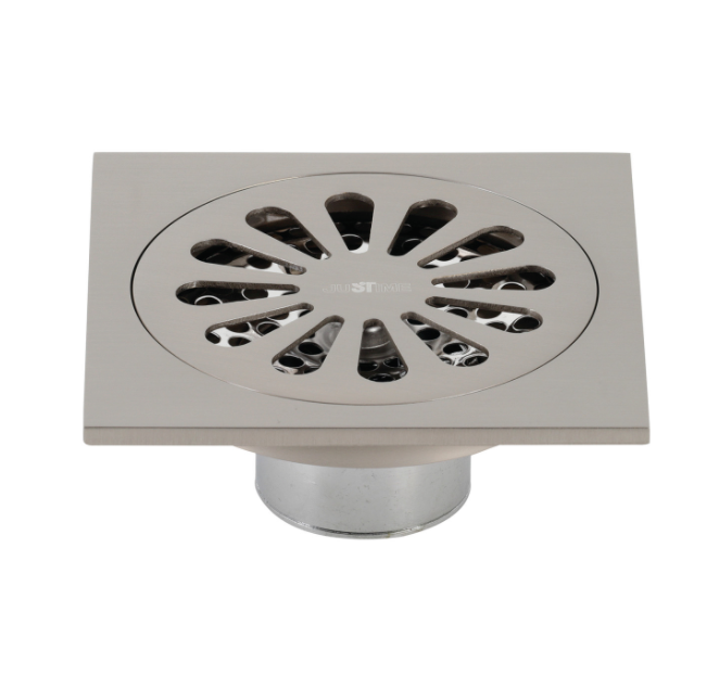 Watercourse Sunburst 4″ Square Grid Shower Drain