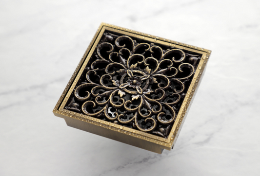 4-Inch Square Grid Shower Drain with Hair Catcher