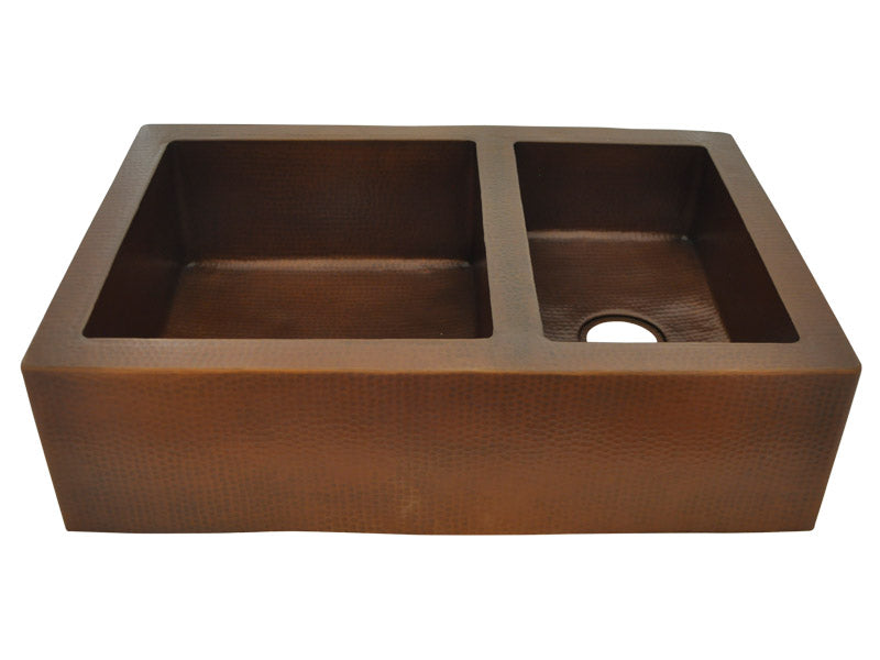 Classic Copper Farmhouse Sink 60/40 Split