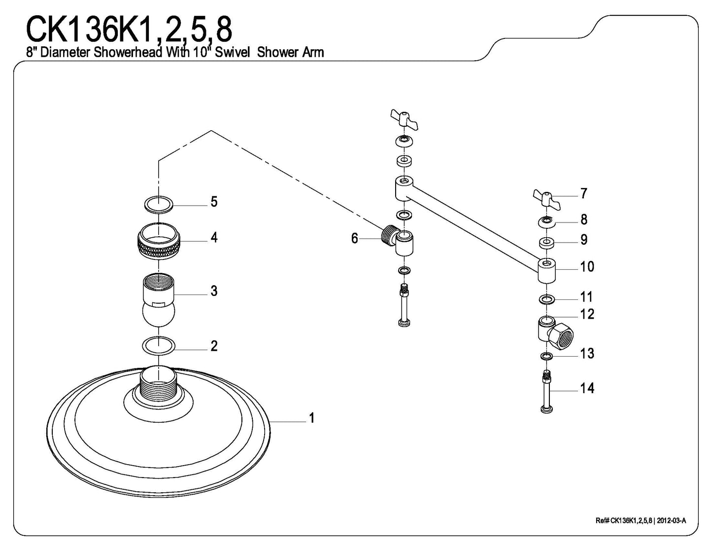 Showerhead and High Low Adjustable Arm