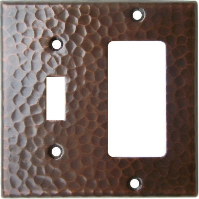 GFI Toggle Combo Hammered Copper Switch Plate Cover