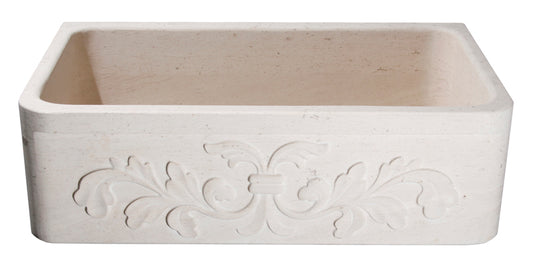 33" Limestone Floral Apron Front Farmhouse Sink