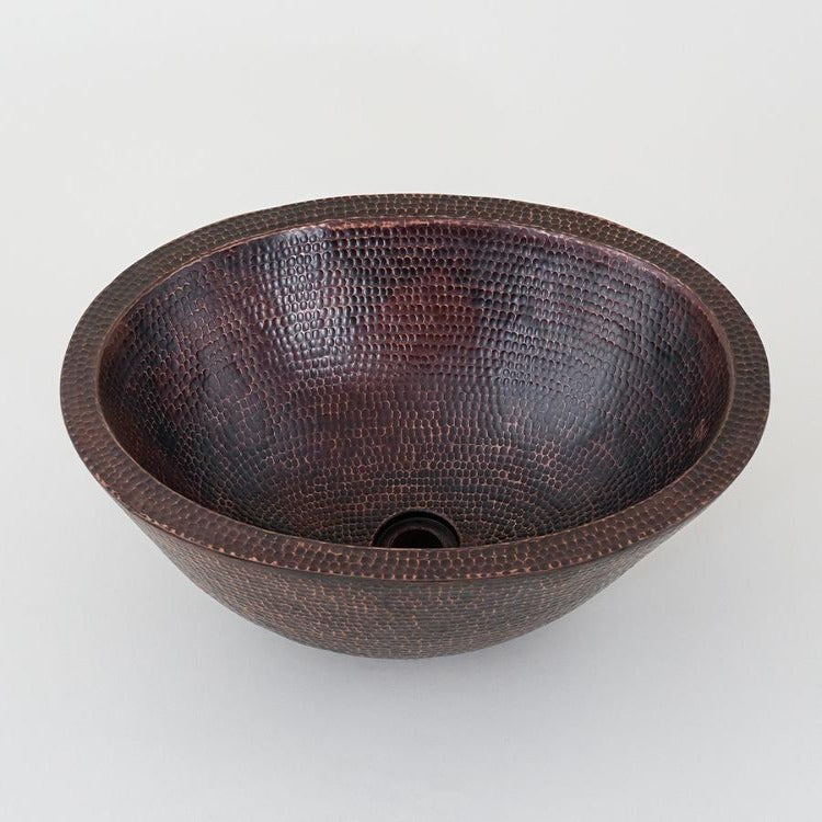 Round Double Bowl Vessel Hammered Copper Sink