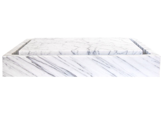 Rectangular Infinity Pool Sink - White Carrara Marble