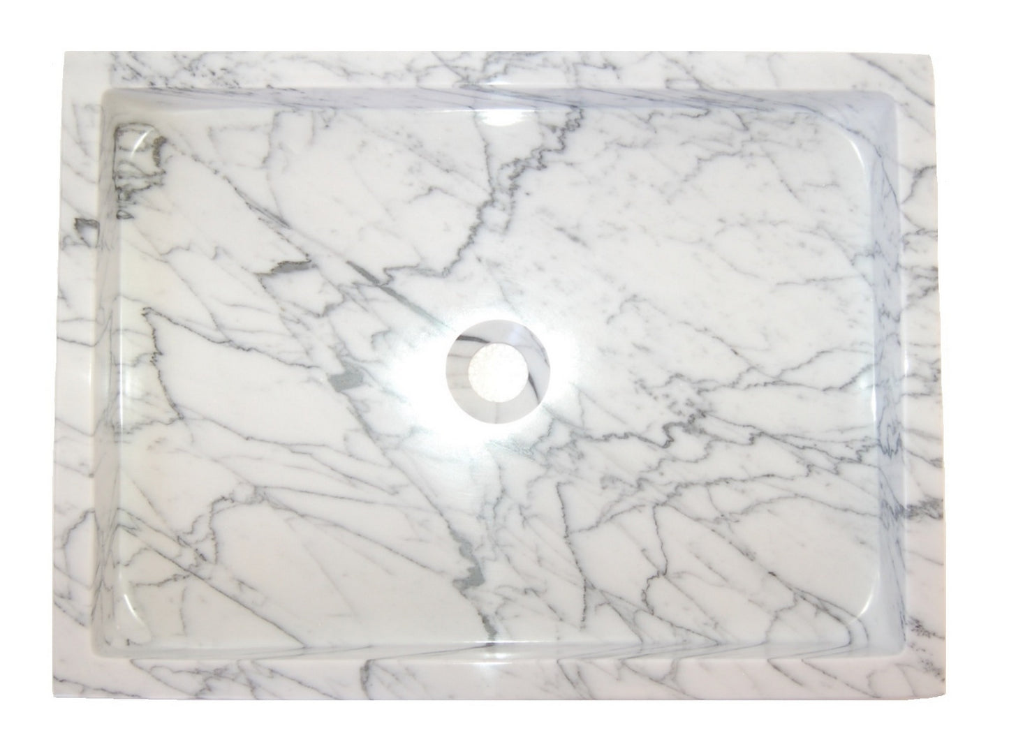 Rectangular Infinity Pool Sink - White Carrara Marble