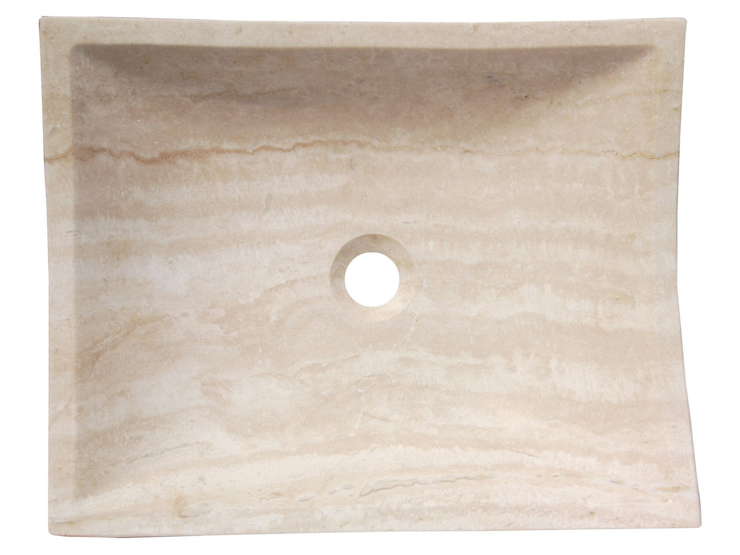 18 Rectangle Vessel Honed White Travertine Sink