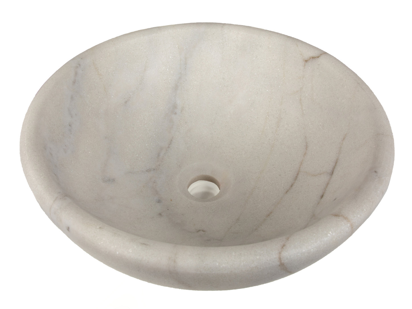 Echo Bowl Shaped Vessel Sink - Honed White Marble