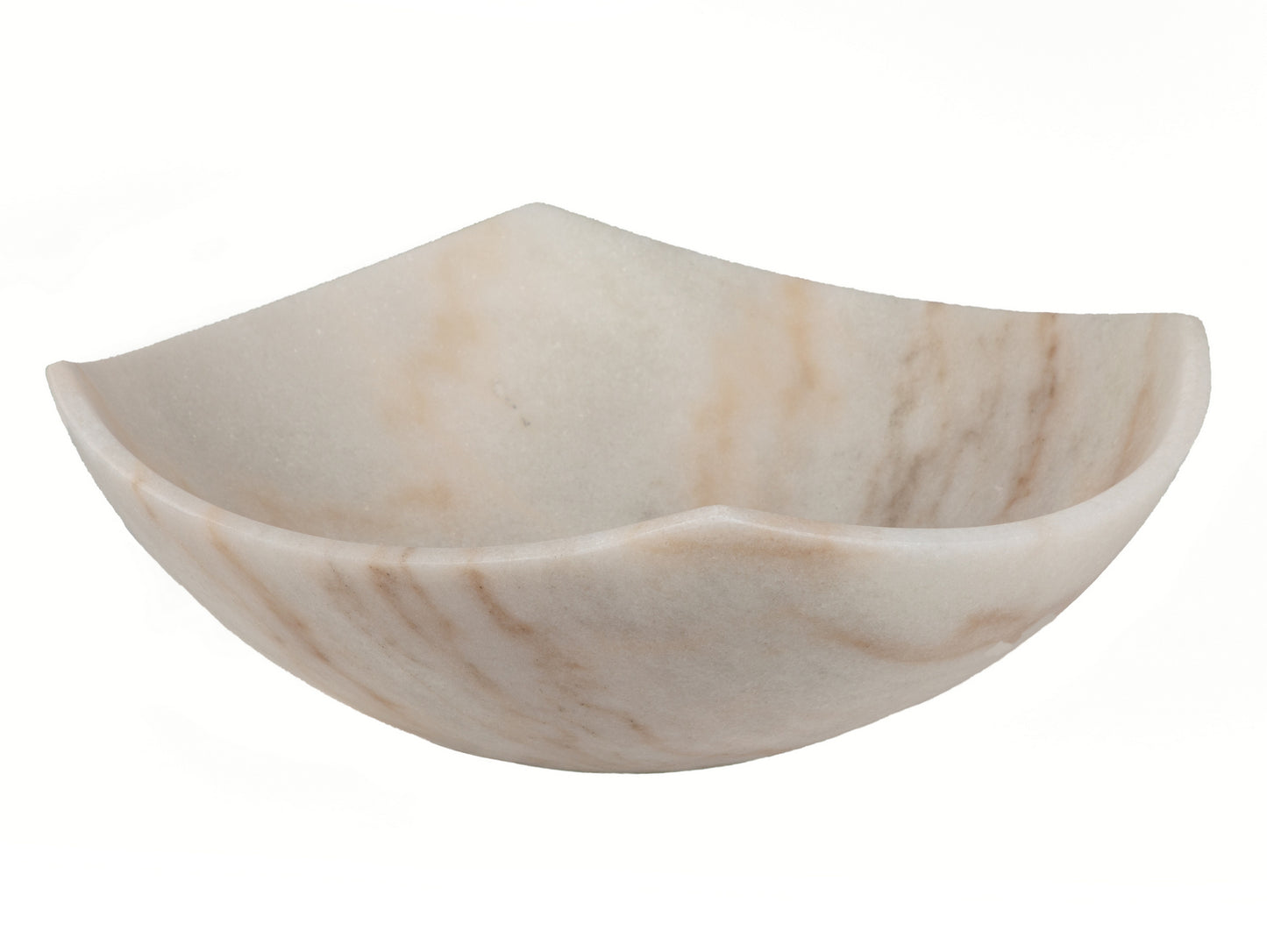 Arched Edges Bowl Sink - Honed White Marble