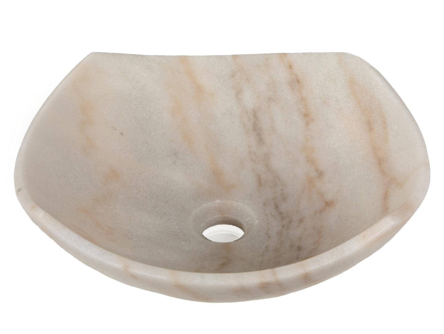 Arched Edges Bowl Sink - Honed White Marble