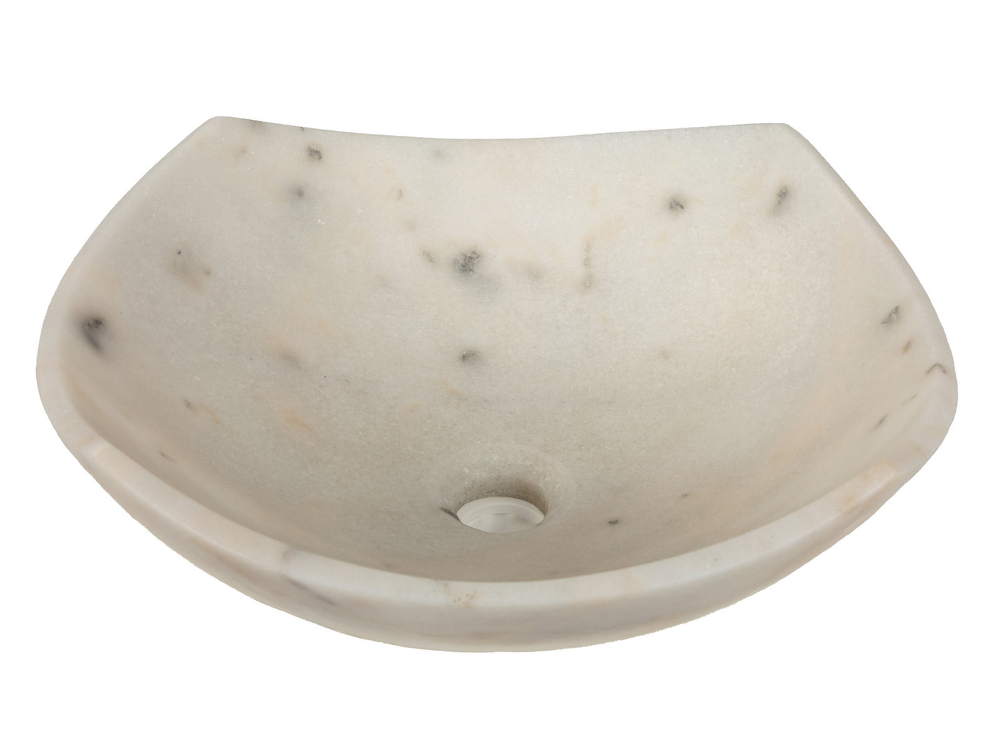 Arched Edges Bowl Sink - Honed White Marble