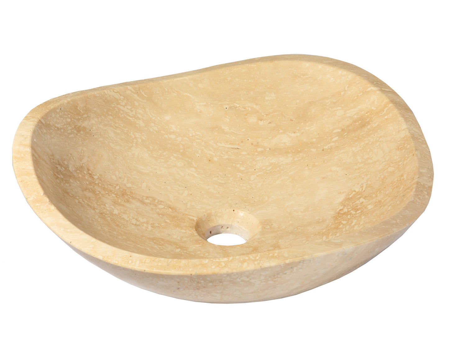 Beige Travertine Freeform Vessel Sink