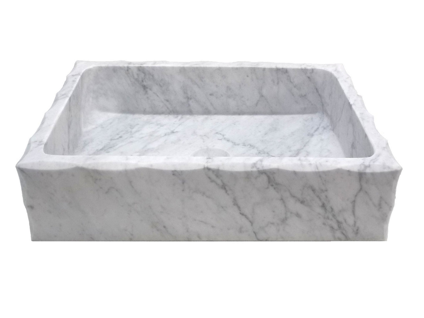 20" Rectangular Stone Vessel Sink with Scalloped Edge
