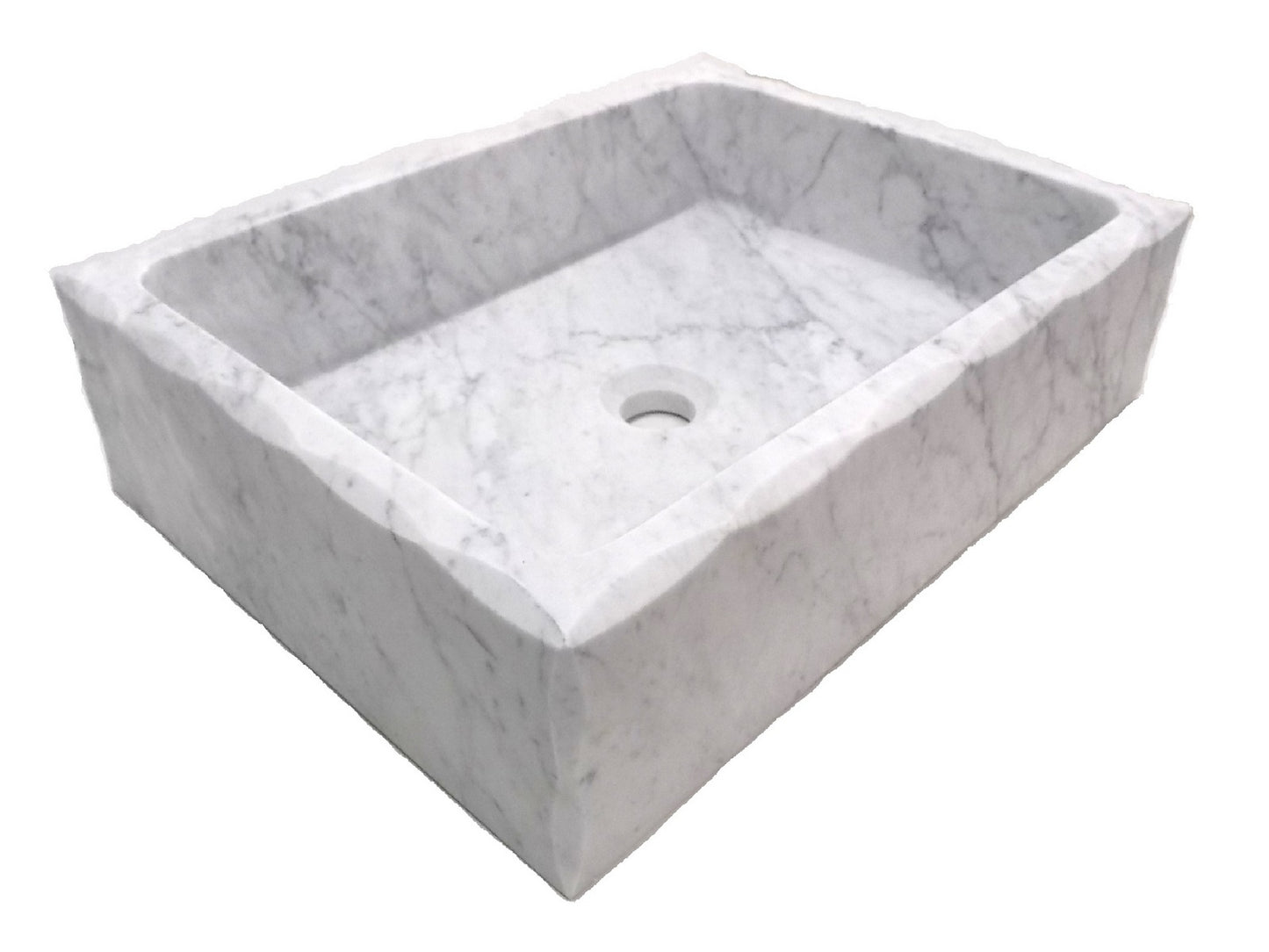 20" Rectangular Stone Vessel Sink with Scalloped Edge