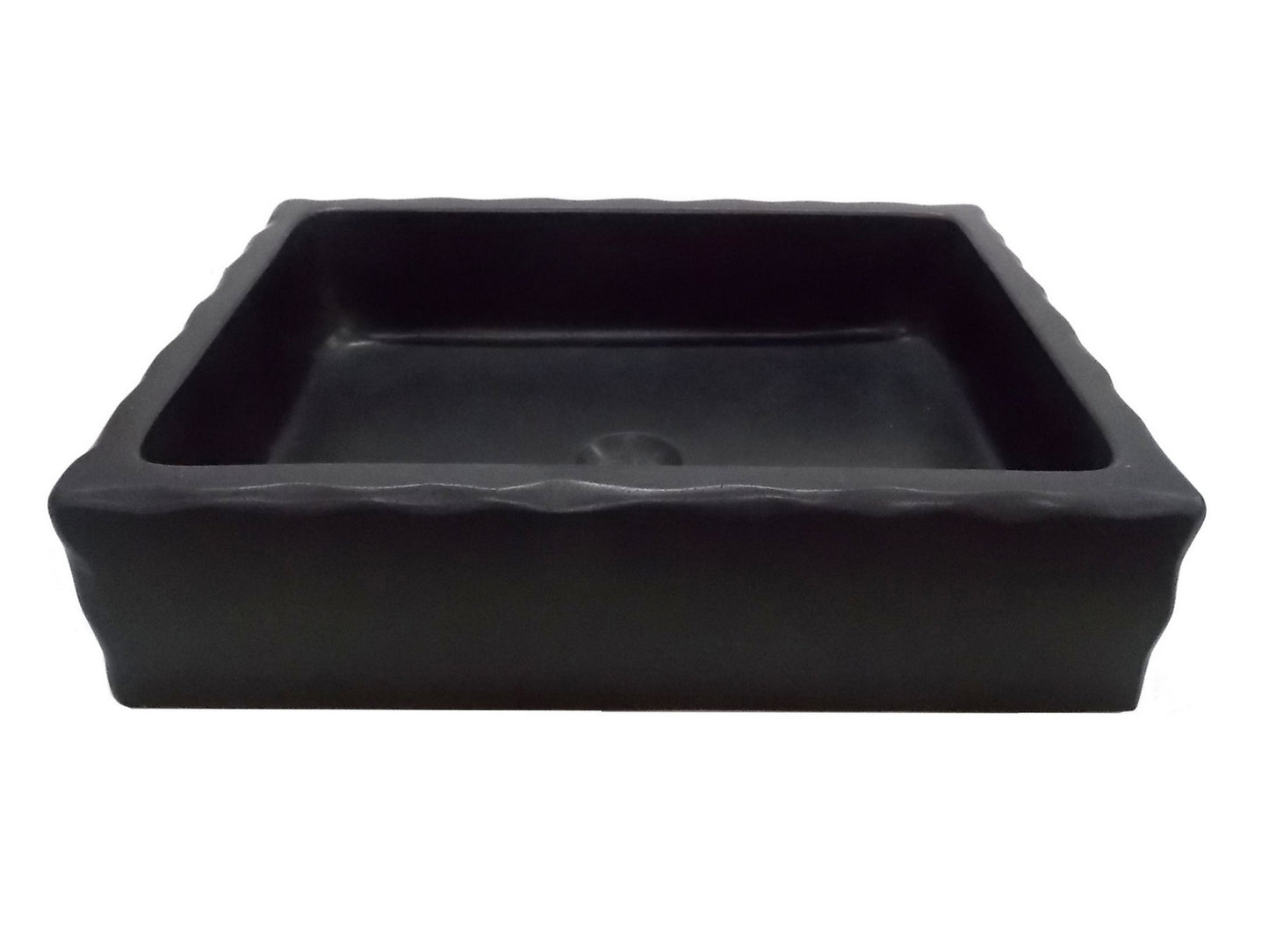 20" Rectangular Stone Vessel Sink with Scalloped Edge