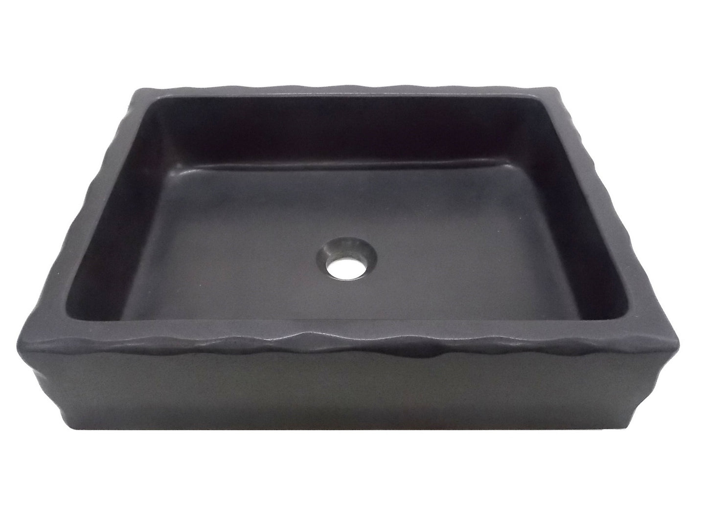 20" Rectangular Stone Vessel Sink with Scalloped Edge