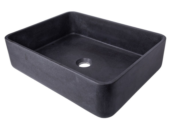 Rectangle Vessel Sink in Black Lava Stone