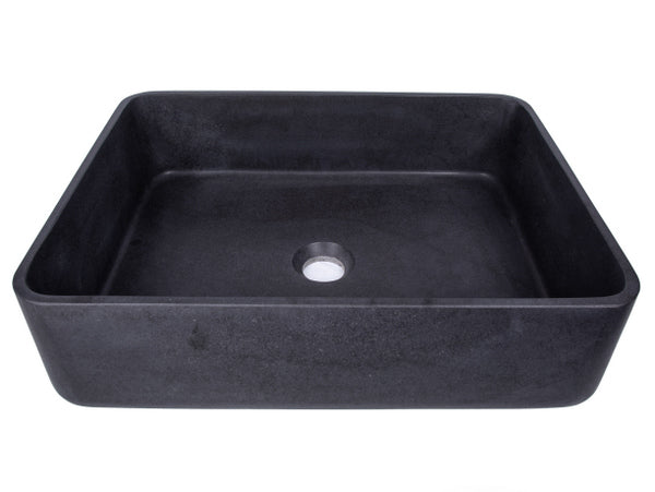 Rectangle Vessel Sink in Black Lava Stone