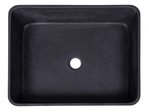 Rectangle Vessel Sink in Black Lava Stone